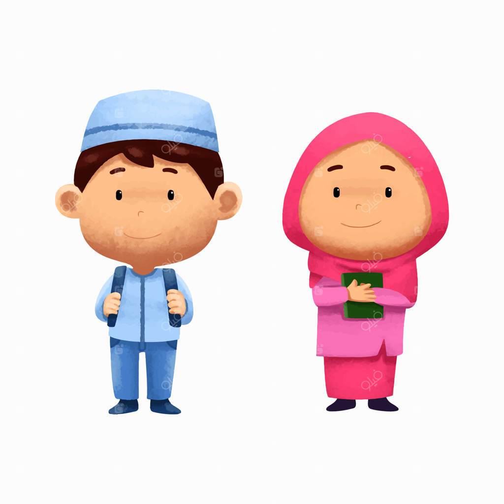 شخصیت‌های بامزه اسلامی کودکان با طراحی آبرنگی برای بازگشت به مدرسه