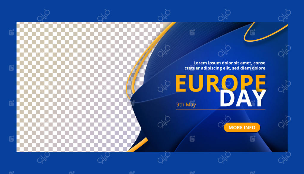 الگوی بنر افقی روز اروپا با گرادیان رنگ