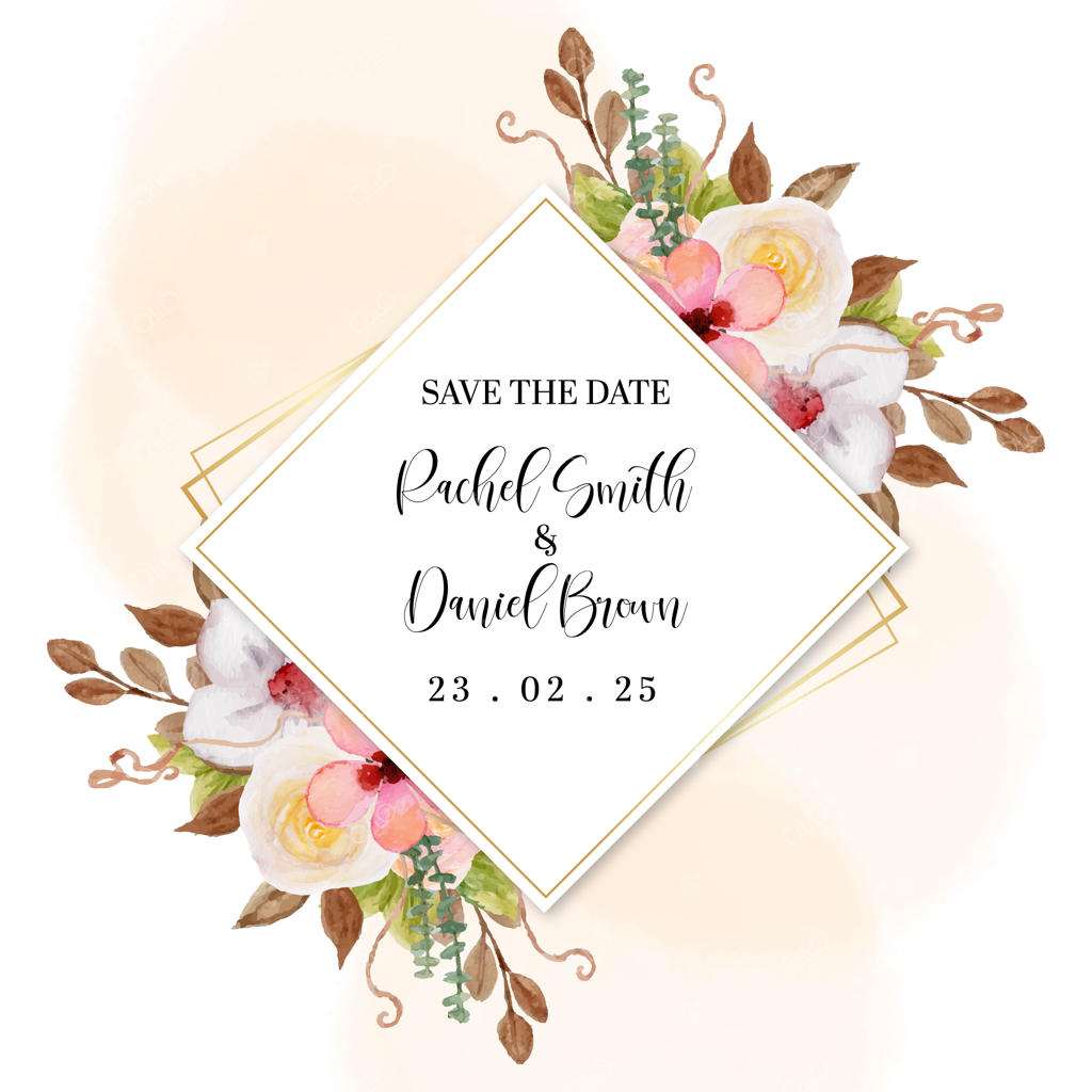 کارت دعوت عروسی با قاب گل‌های رنگارنگ و زیبا