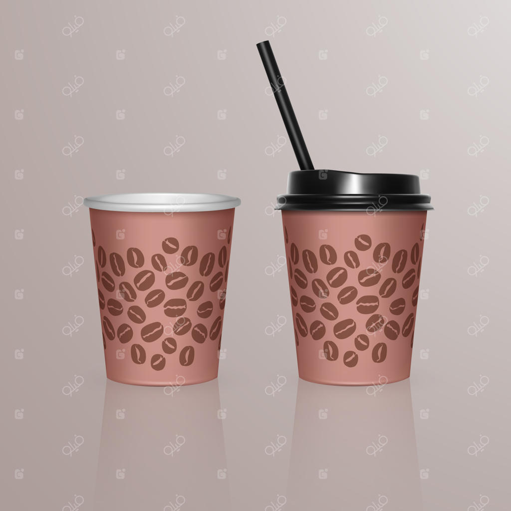 ست فنجان قهوه - قالب ظروف یک‌بارمصرف پلاستیکی و کاغذی برای نوشیدنی‌های گرم.