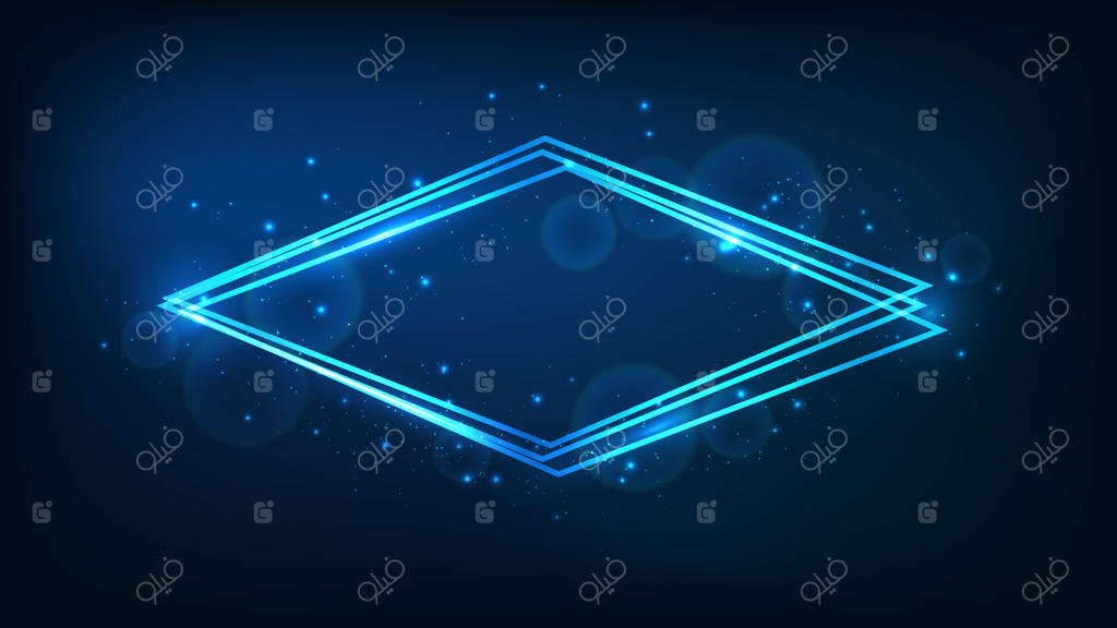 قاب لوزی نئونی با افکت‌های درخشان و جرقه‌ها