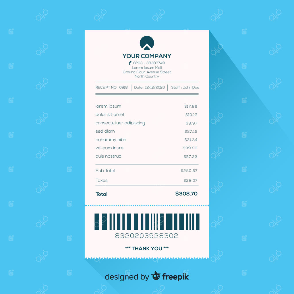 قالب فاکتور با طراحی ساده و مدرن