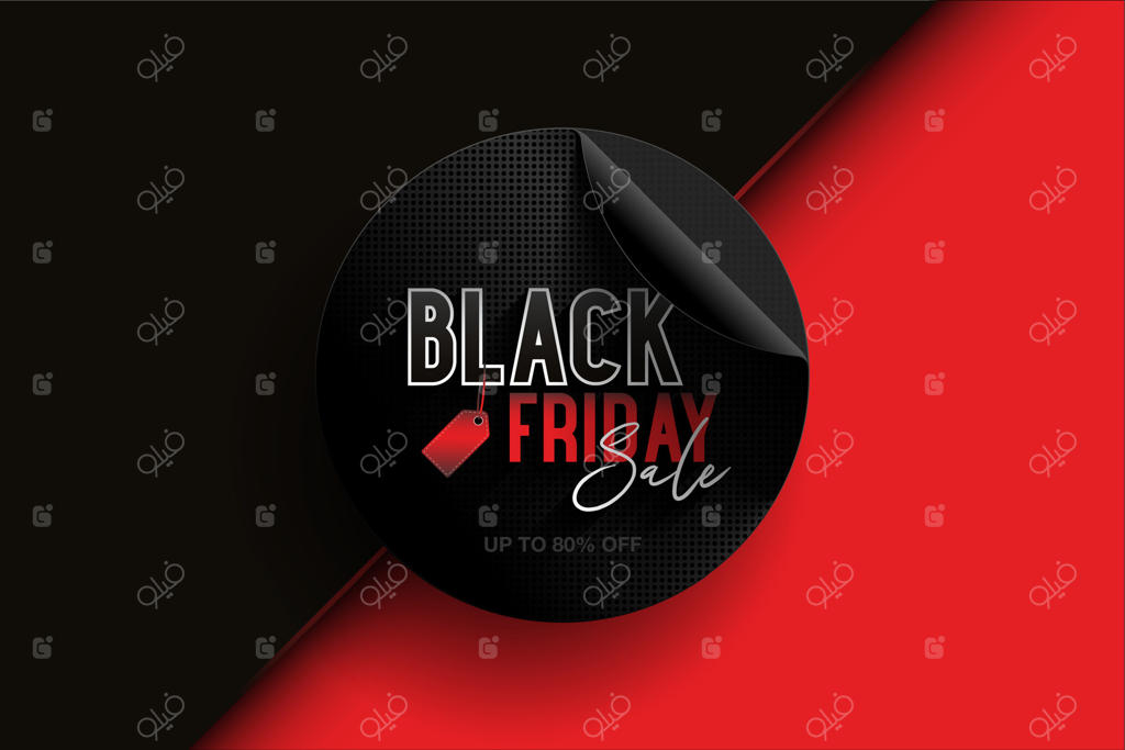 برچسب پیشنهاد ویژه جمعه سیاه. بنر تبلیغاتی شبکه‌های اجتماعی برای حراج خرید با زمینه مشکی و قرمز. تصویر وکتور