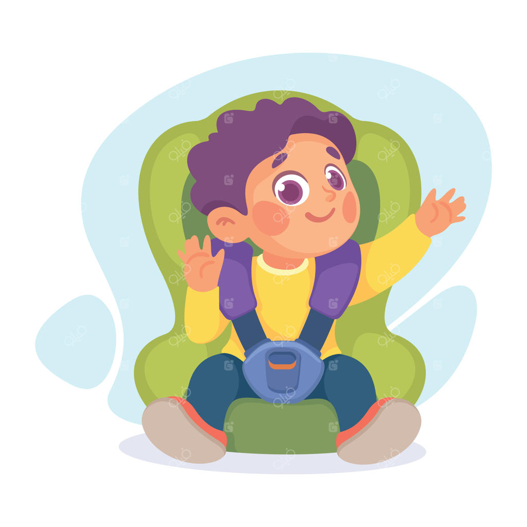 پسر بچه‌ای نشسته در صندلی ماشین