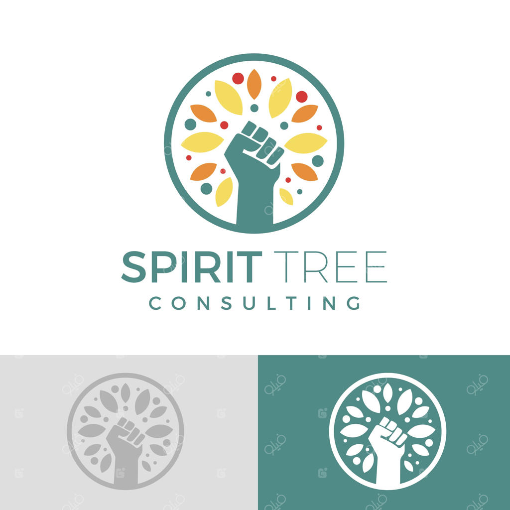 لوگوی درخت مسطح با مشت به صورت وکتور