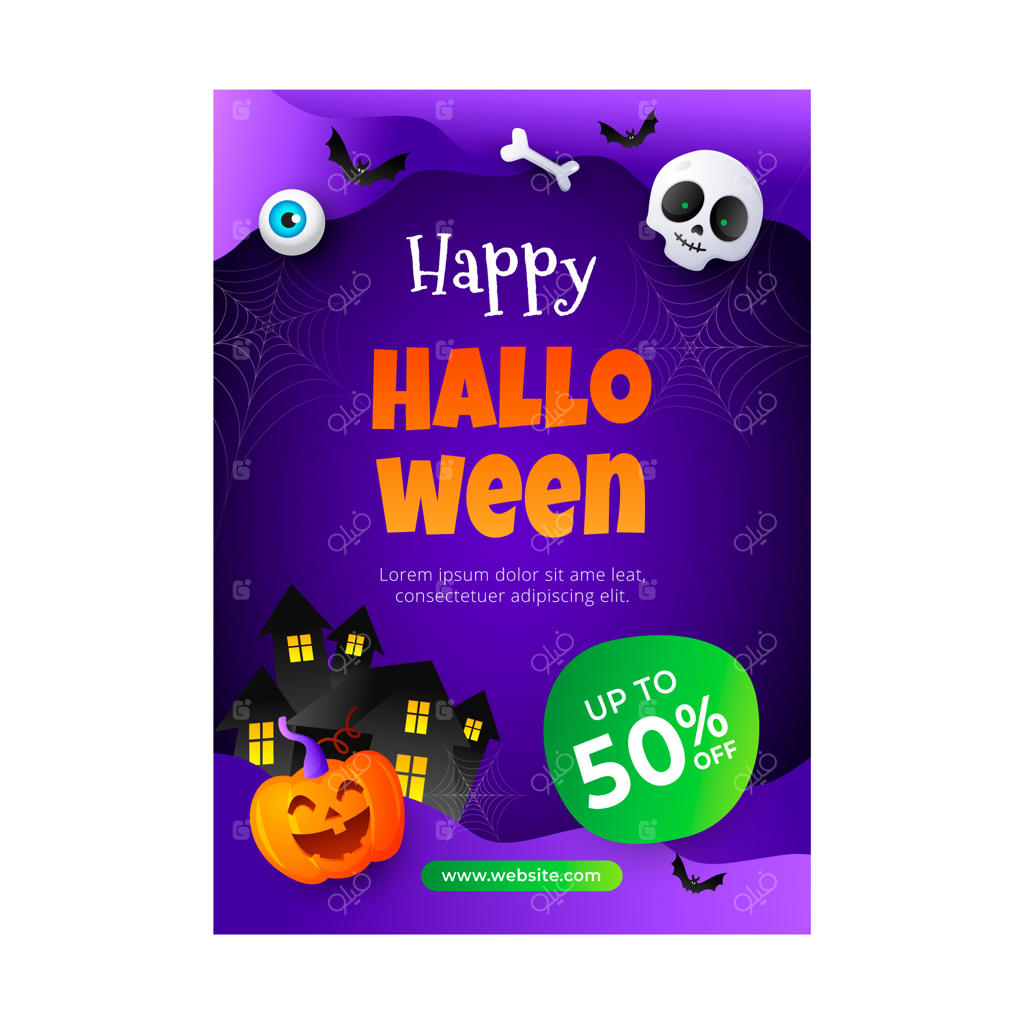 قالب پوستر عمودی هالووین با گرادیانت رنگی