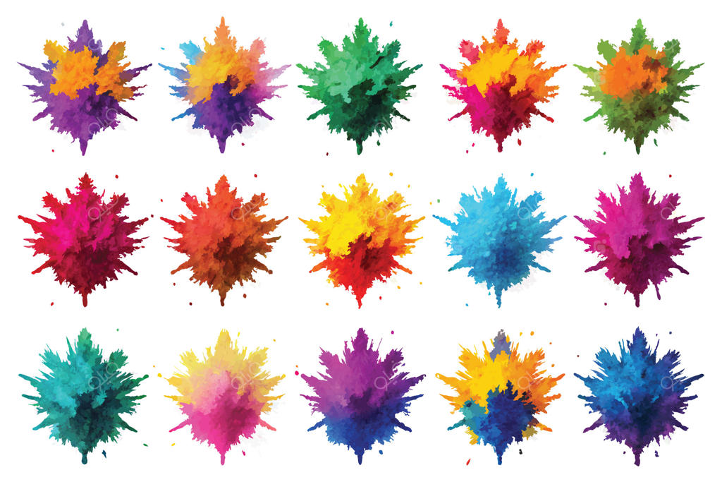 انفجار رنگی در پس‌زمینه سفید