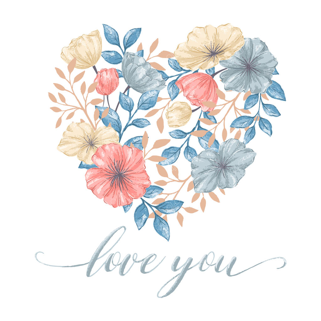 کارت گل‌های قلبی به سبک آبرنگ