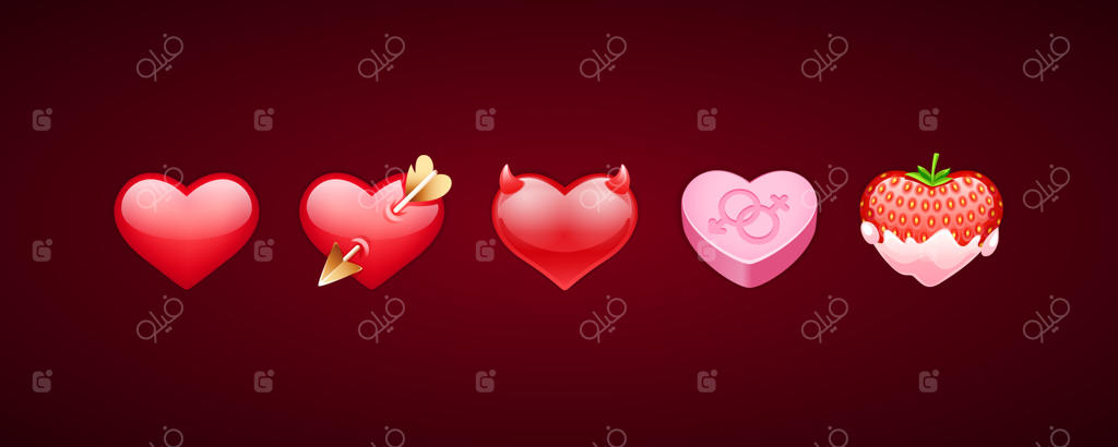 مجموعه آیکون‌های قلب‌ رمانتیک وکتور