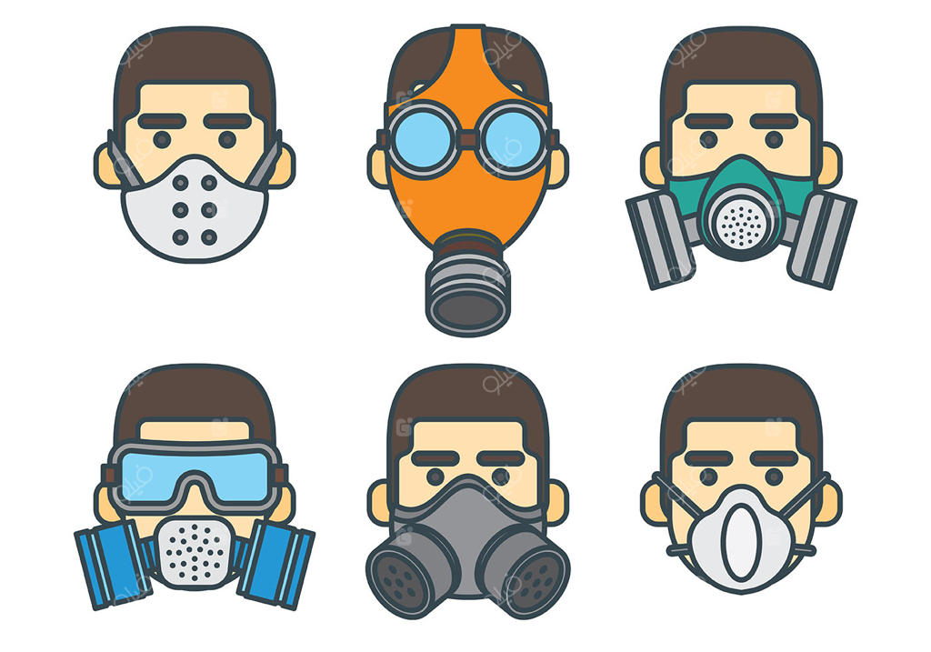 آیکون‌های وکتور ماسک تنفسی