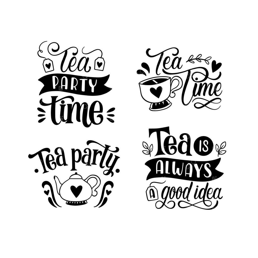 مجموعه استیکر مهمانی چای سیاه و سفید