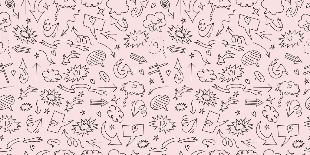 پس‌زمینه‌ی بدون تکرار: مجموعه عناصر طراحی. پیکان‌ها، قلب، عناصر برای طراحی مفهومی. حباب گفت‌وگو، ابر برای متن.