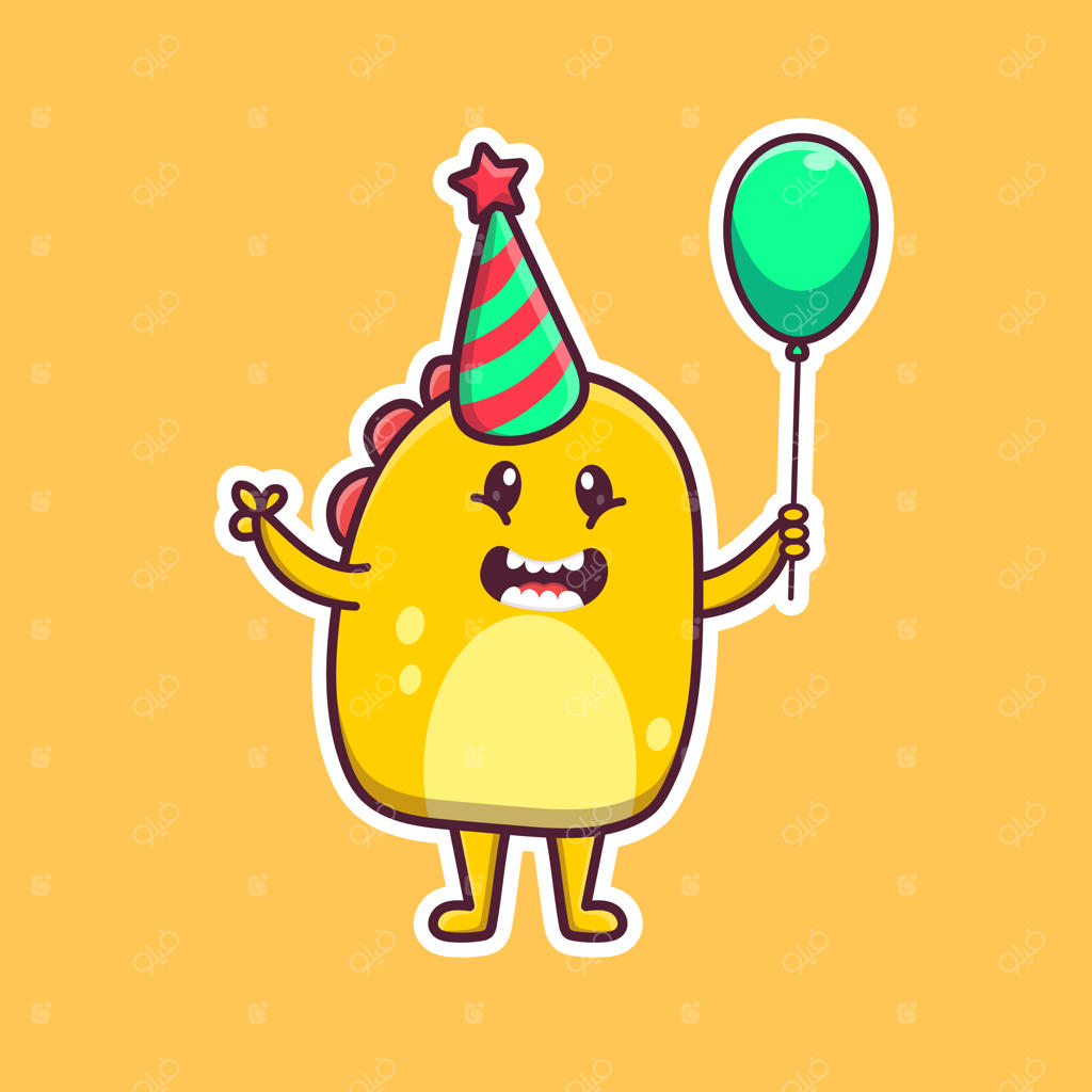 کارتون بامزه هیولای تعطیلات نقاشی شده به سبک فلت وکتور، تصویر حیوانات مجزا