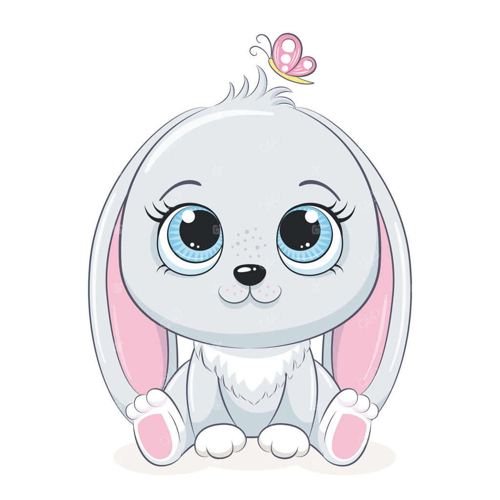 تصویرسازی خرگوش بامزه با پروانه