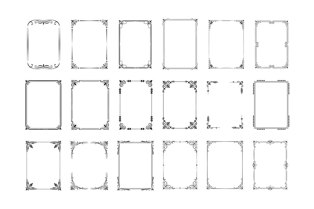 مجموعه قاب و حاشیه‌های تزیینی کلاسیک با نقوش ظریف گل و اسلیمی