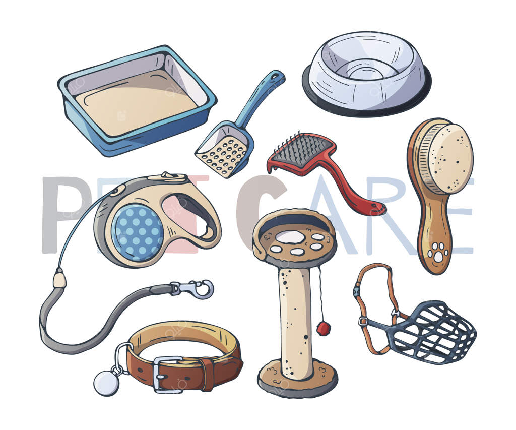 لوازم مراقبت از گربه‌ها و سگ‌ها (وکتور)