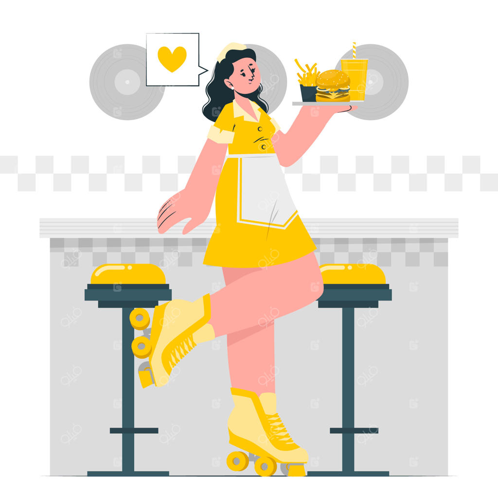 تصویر مفهومی از پیشخدمت رستوران