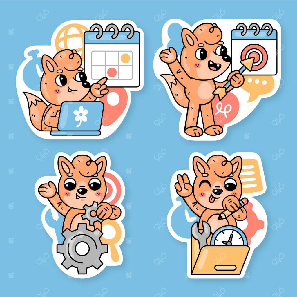 مجموعه برچسب‌های بهره‌وری با فرد روباهه