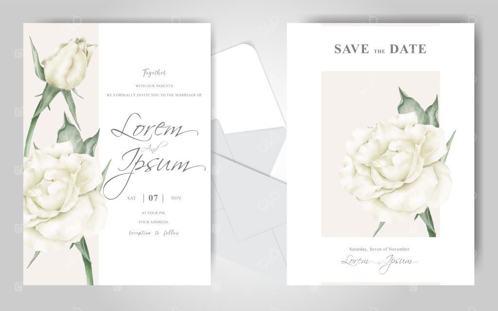 قالب کارت دعوت عروسی با قاب گل‌های زیبا