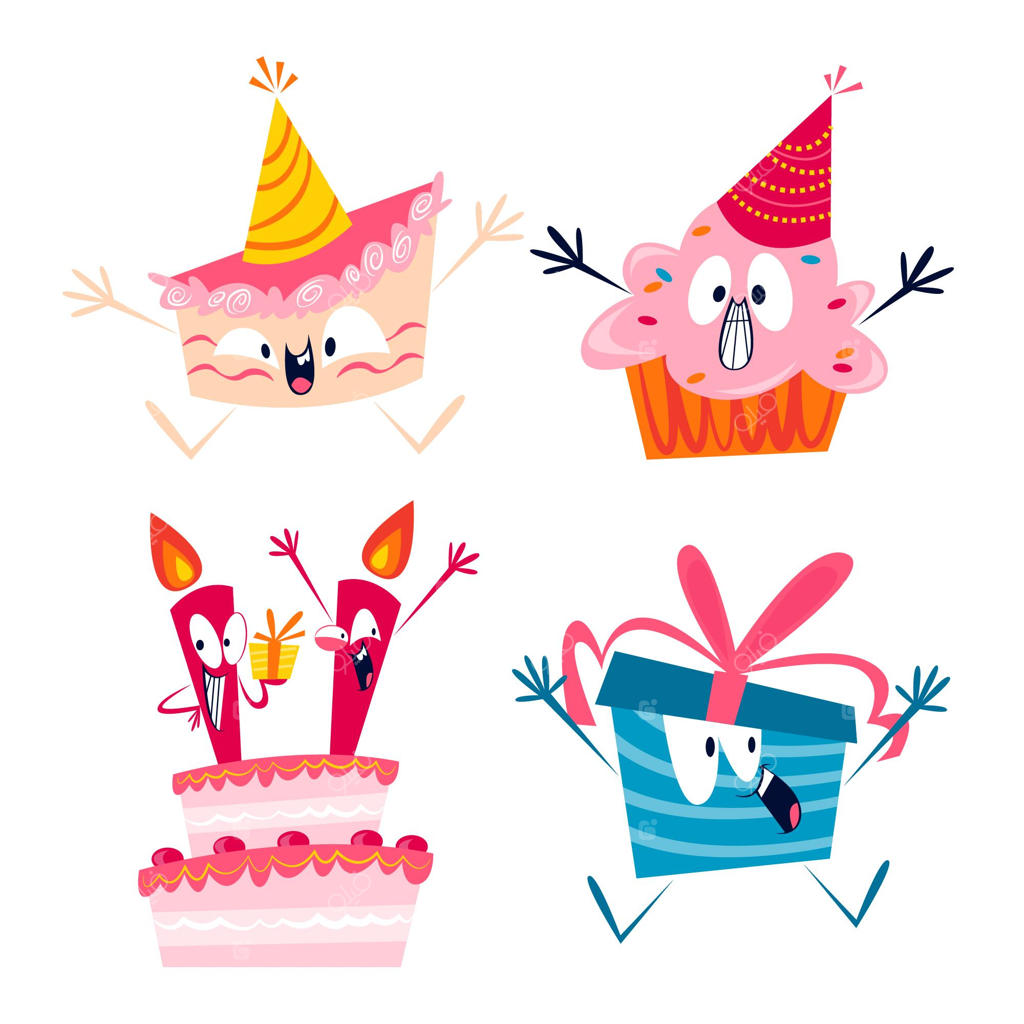 برچسب‌های تولد کارتونی نوستالژیک