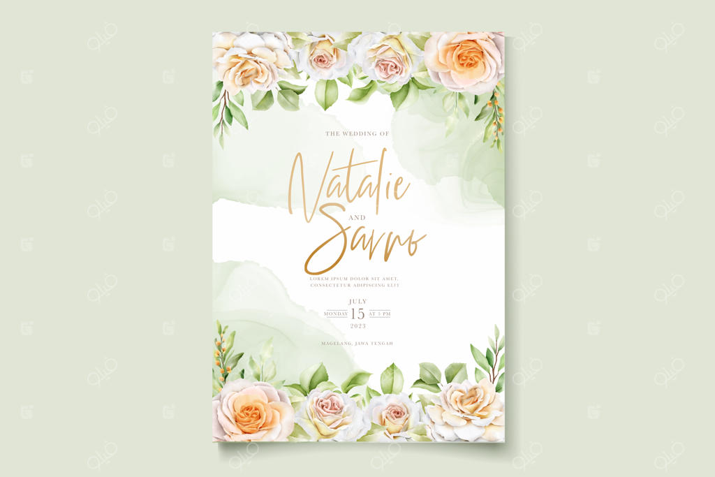 ست کارت دعوت عروسی با طرح‌های دستی گل رز زیبا