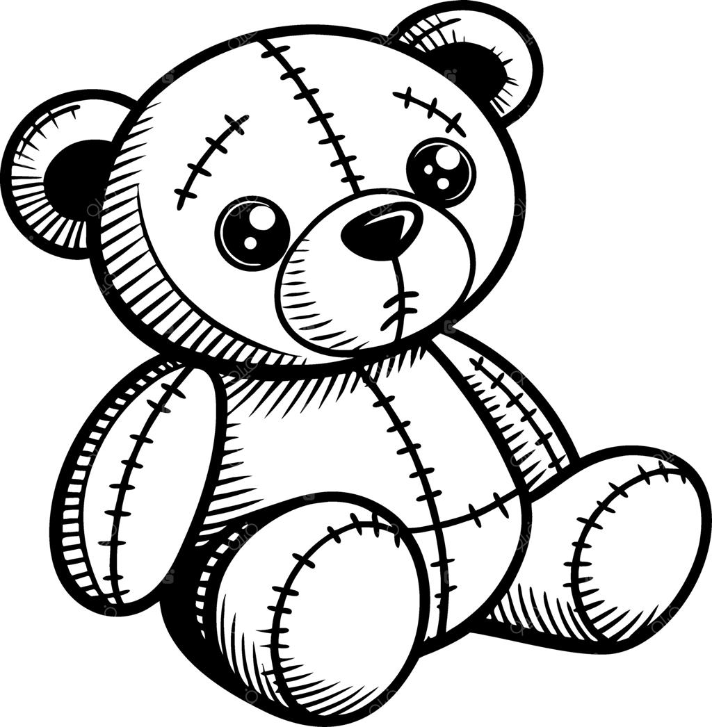تصویرسازی خرس عروسکی بامزه و دوست‌داشتنی، مناسب برای کتاب‌های رنگ‌آمیزی و کاردستی