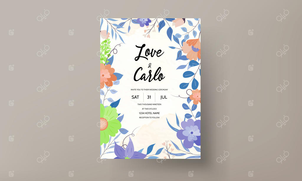 طراحی کارت دعوت عروسی با طرح گل‌های زیبا و شیک