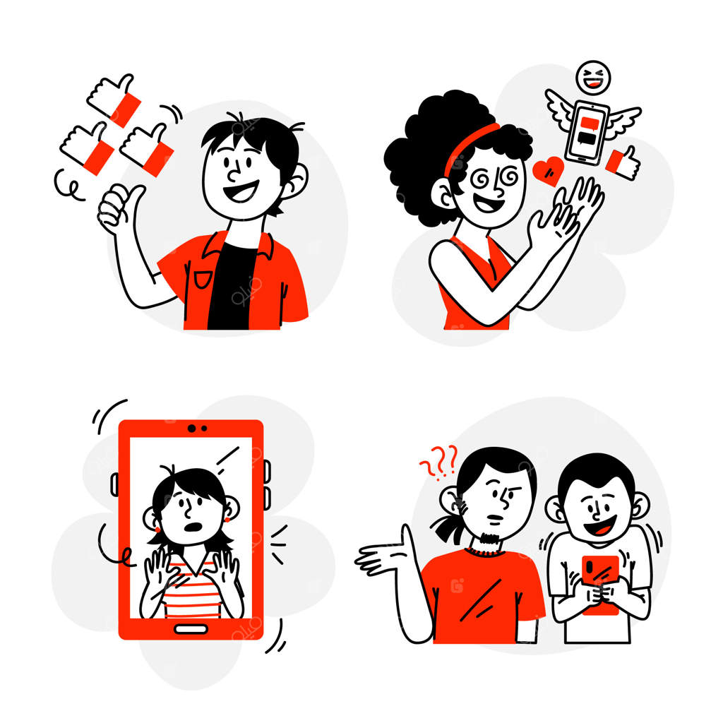 مجموعه‌ای از طرح‌های گرافیکی اعتیاد به اینترنت