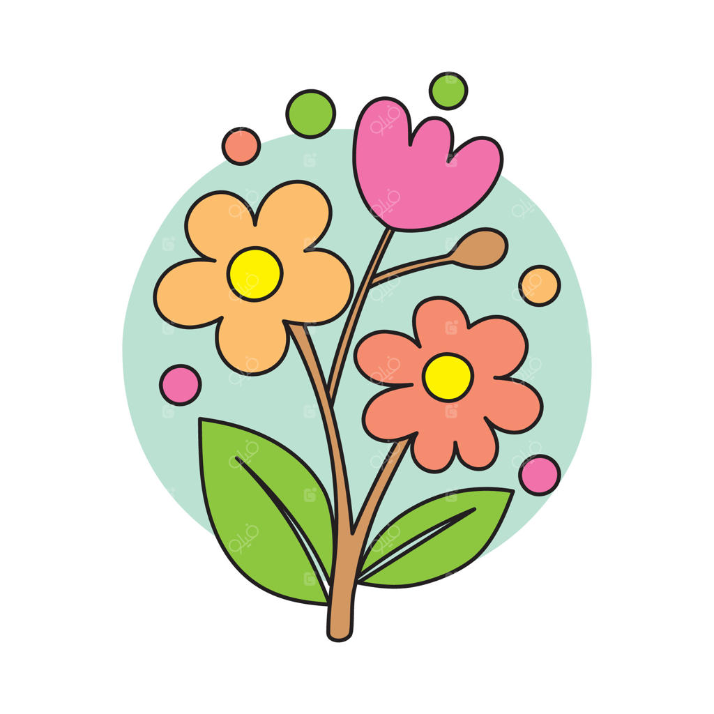 آیکون گل‌های رنگارنگ به سبک ساده و مسطح