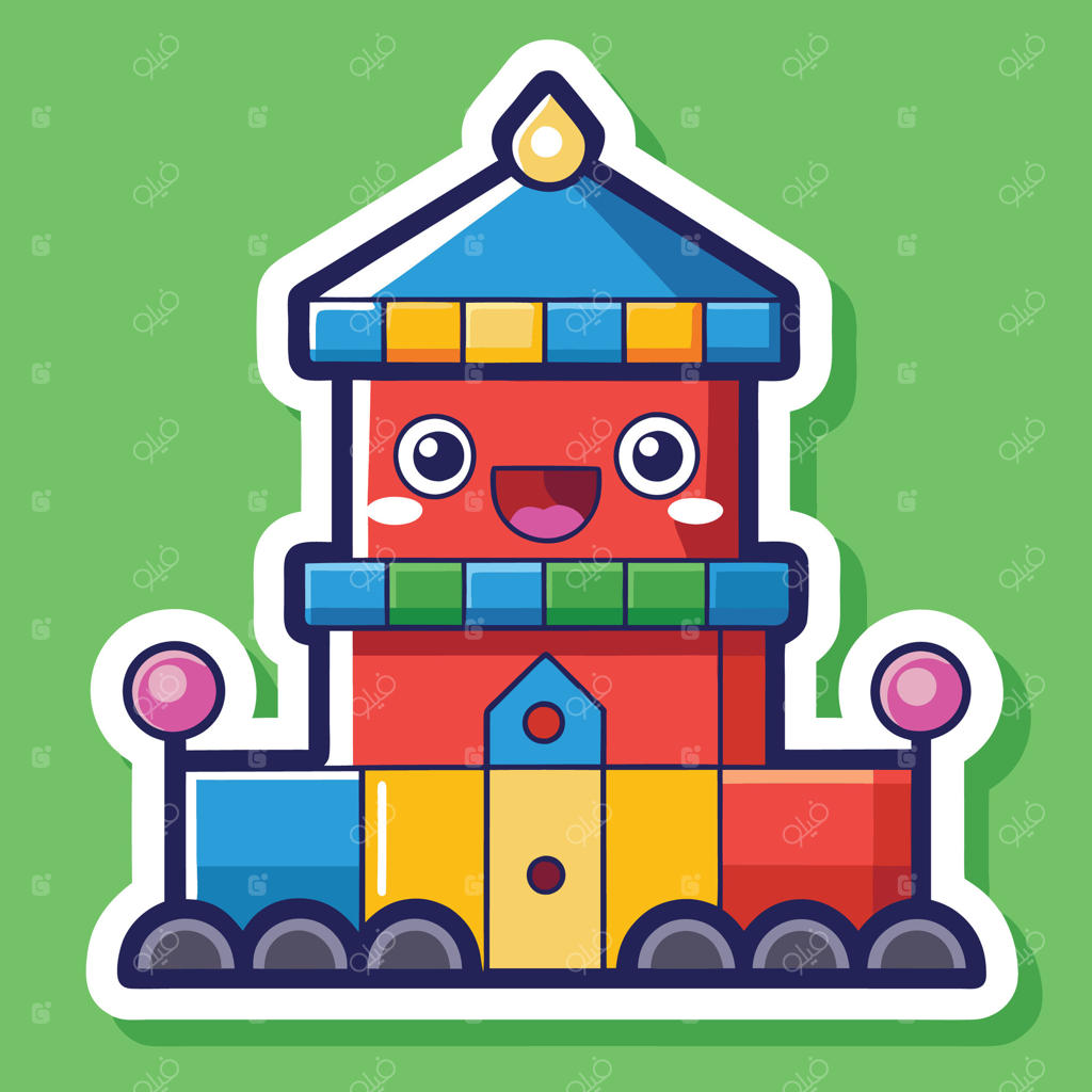 برچسب یک ساختمان رنگارنگ با