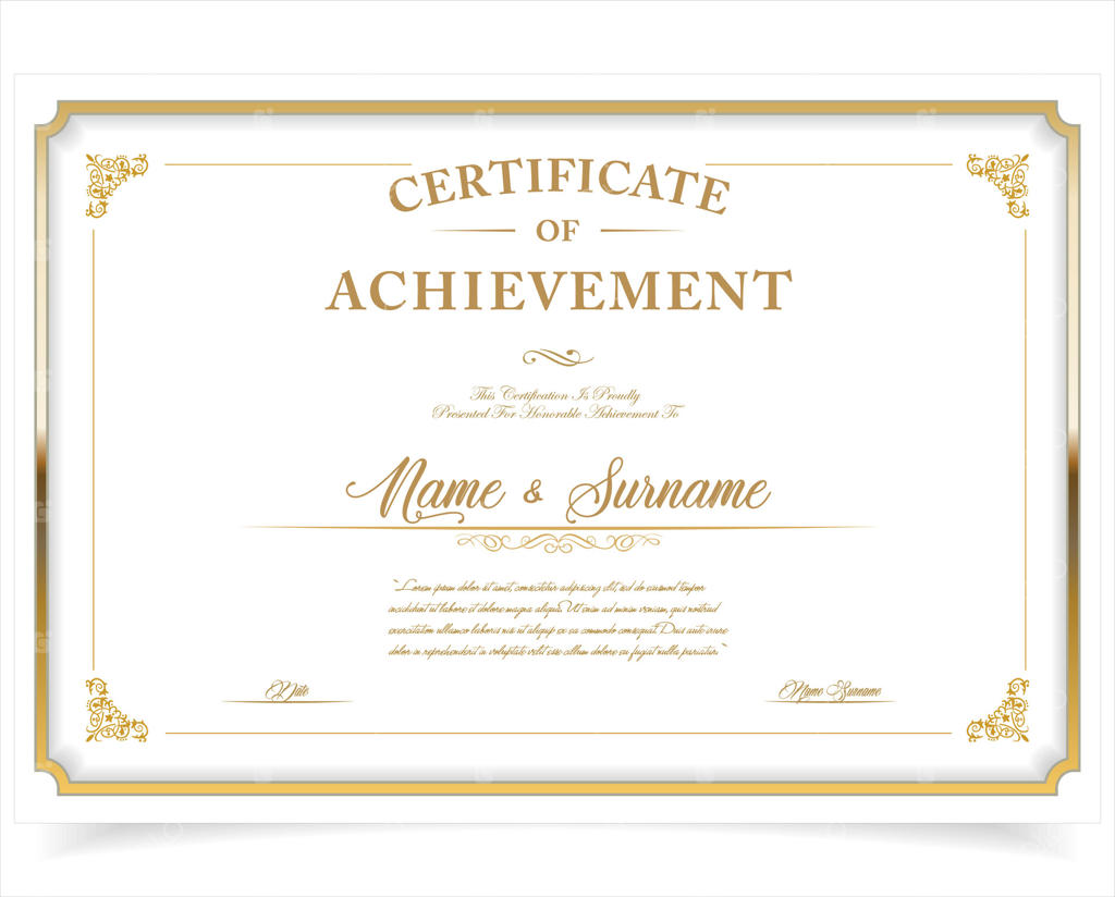 پترن گواهینامه یا دیپلم با حاشیه کلاسیک و پس‌زمینه جایزه