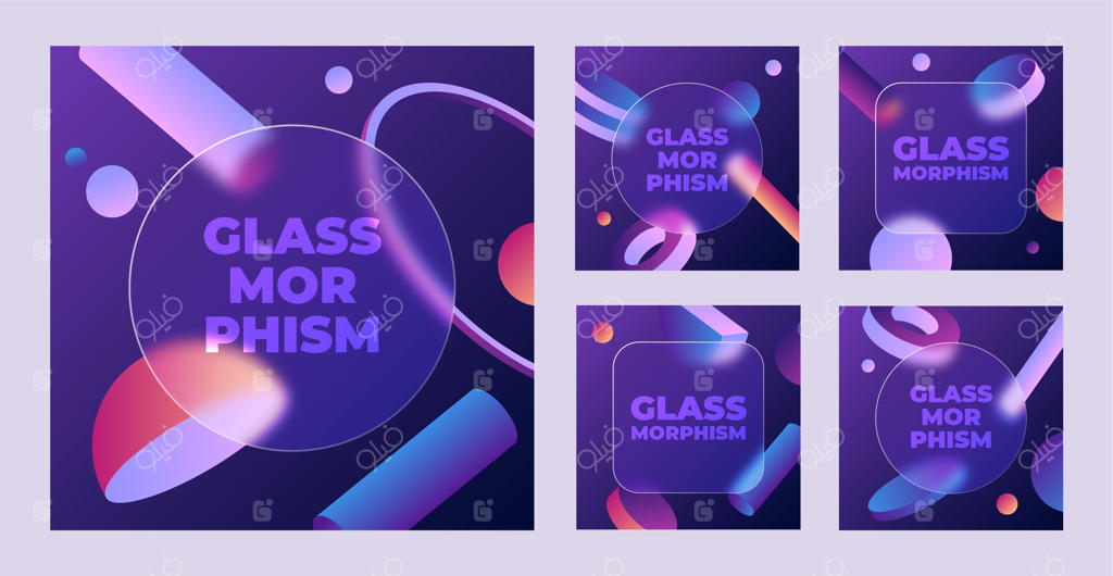 مجموعه پست اینستاگرام با طراحی شیشه‌ای و گرادیان