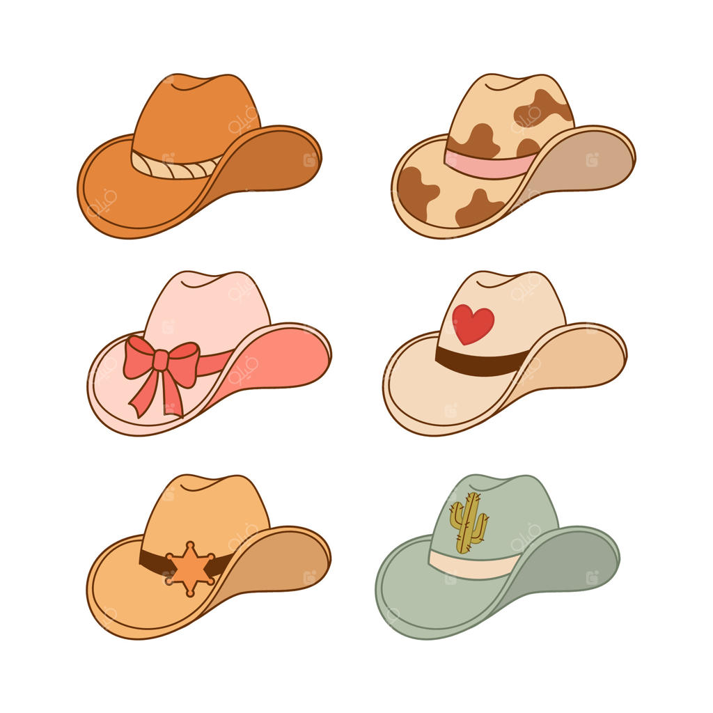 مجموعه‌ای از کلاه‌های کابوی با طرح‌های منحصر به فرد