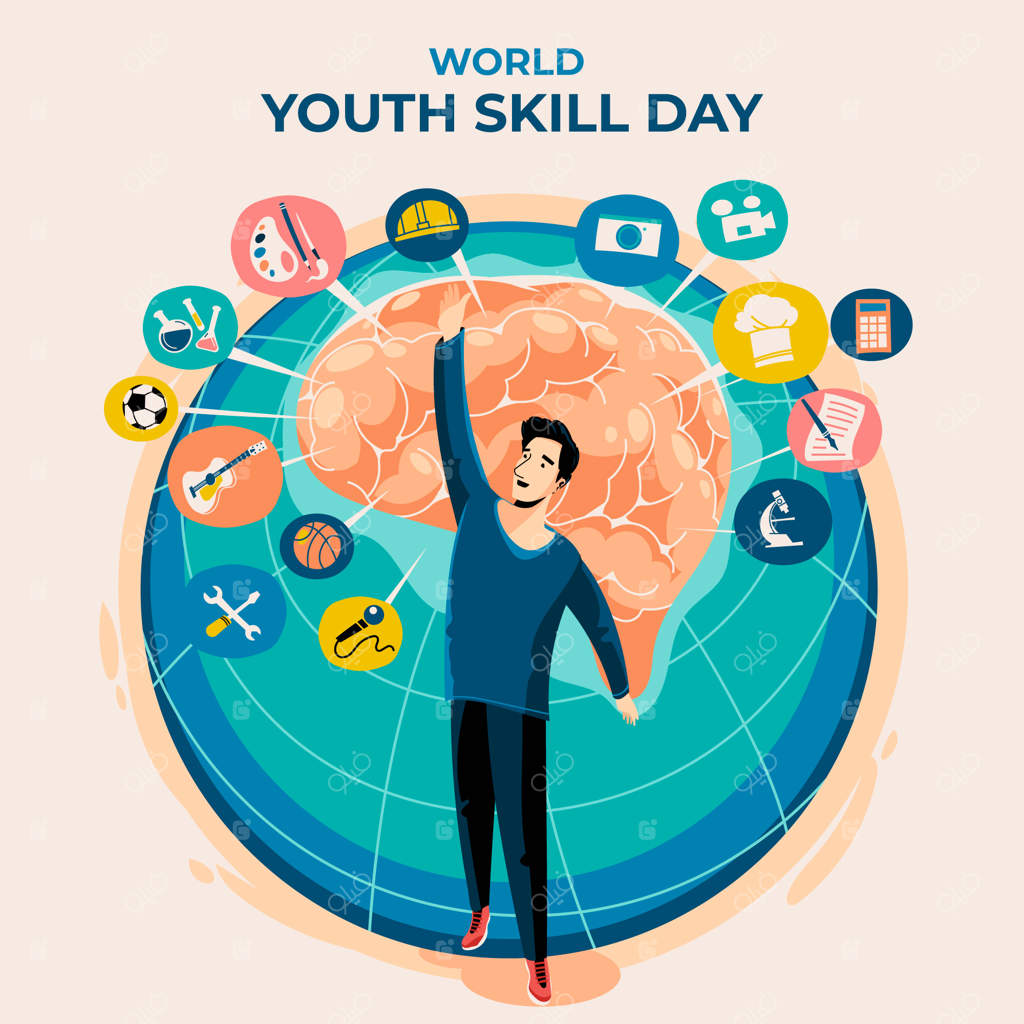 تصویرسازی مسطح برای جشن روز جهانی مهارت‌های جوانان