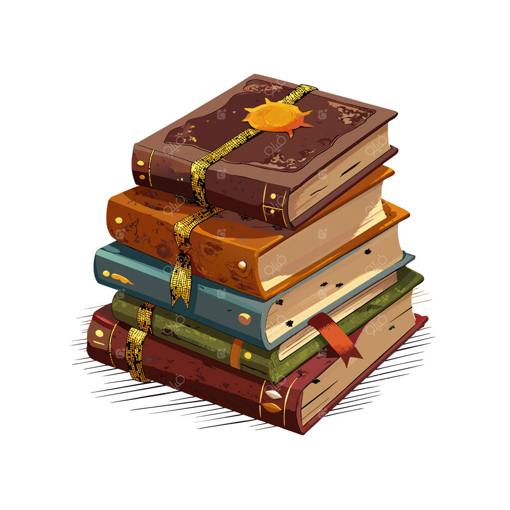 طرح مفهومی بردار کتاب‌ها روی هم‌انباشته شده