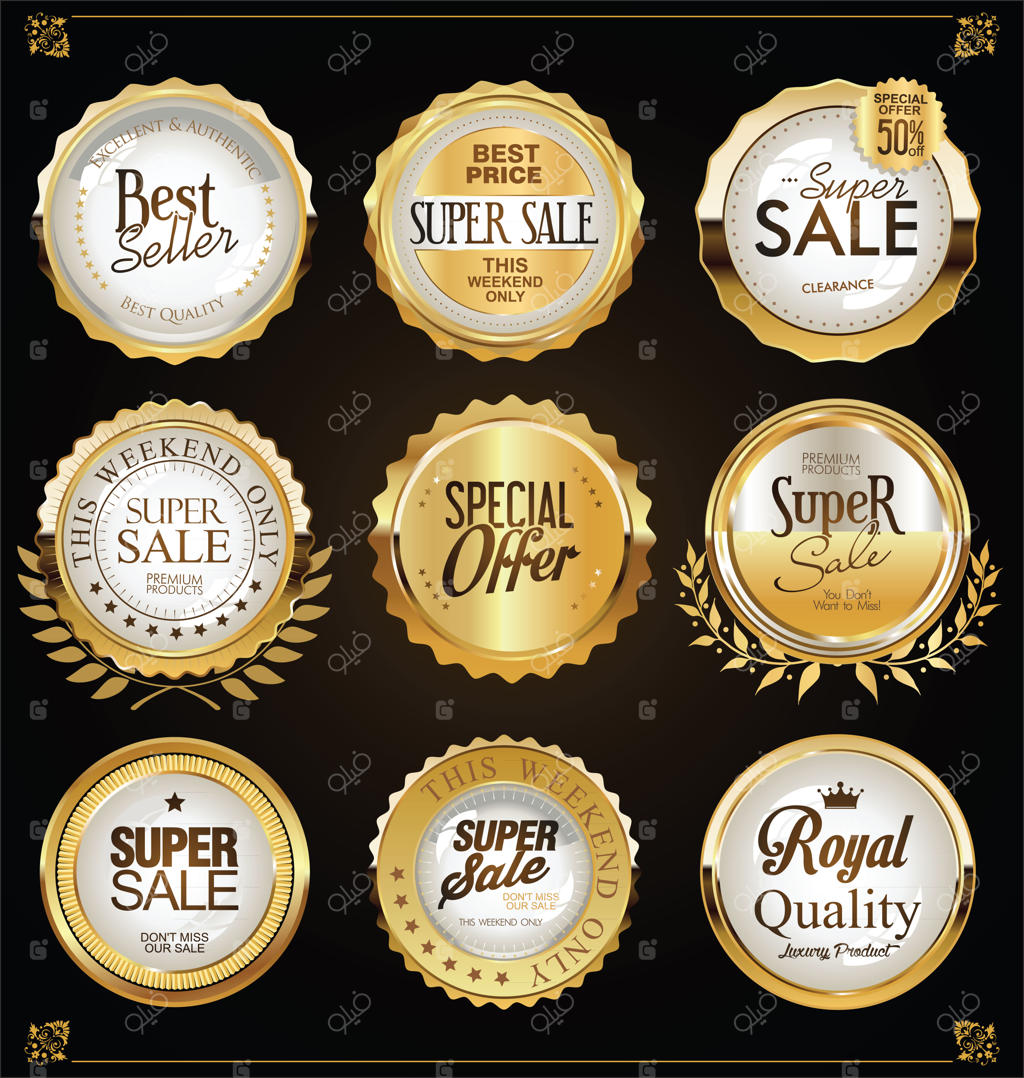 برچسب‌ها و نشان‌های طلایی وینتیج و رترو