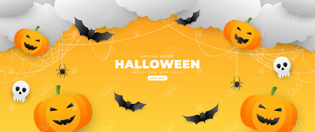 تصویرسازی وکتور روز هالووین با اجزای کدو تنبل، آب‌نبات و شبح