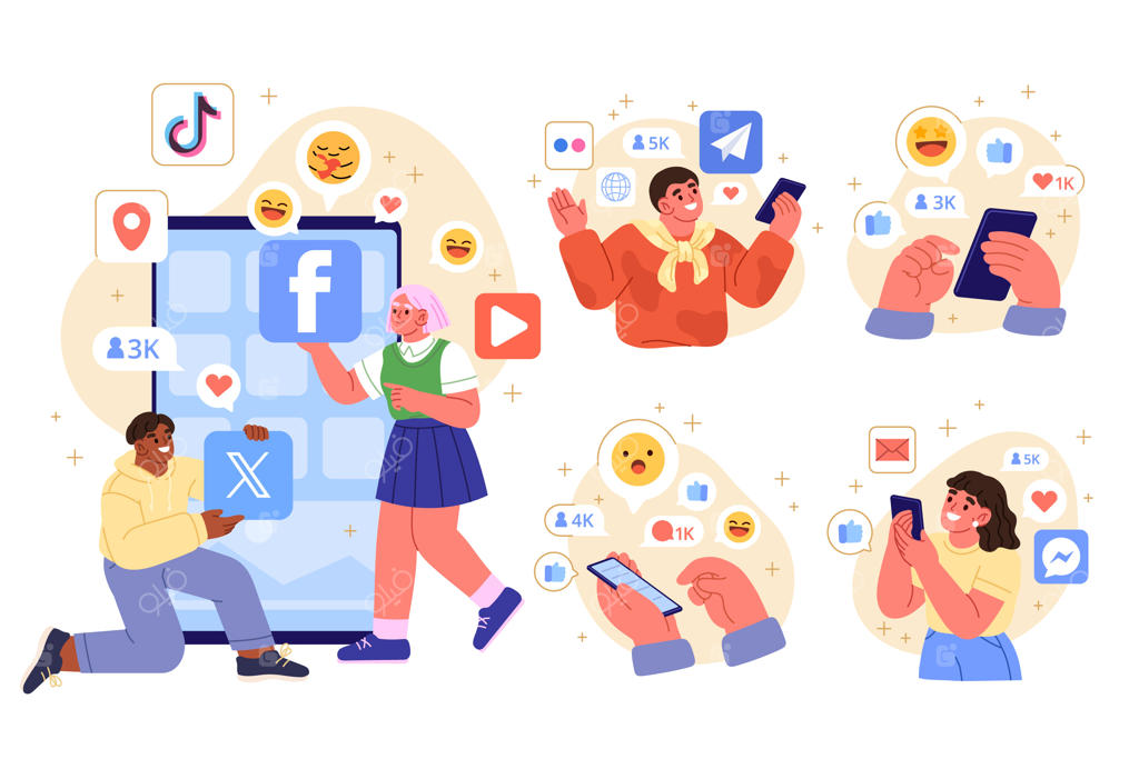 مجموعه‌ای از طرح‌های دست‌کشیده شبکه‌های اجتماعی