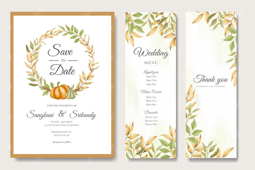 برگ‌های پاییزی طراحی شده با دست