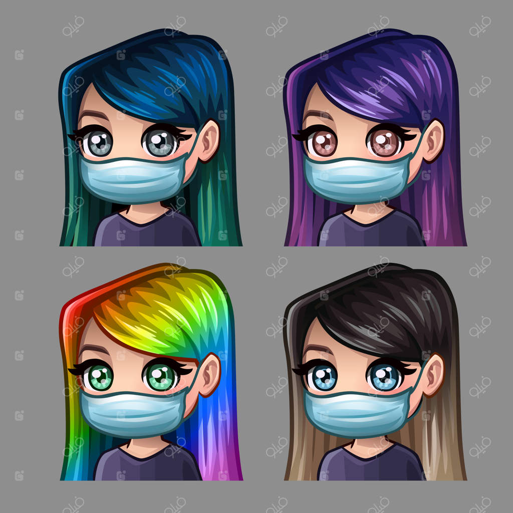 زنان با موی بلند و ماسک پزشکی