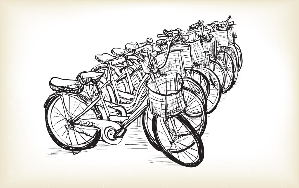 طرح ردیفی از دوچرخه برای فروش یا اجاره