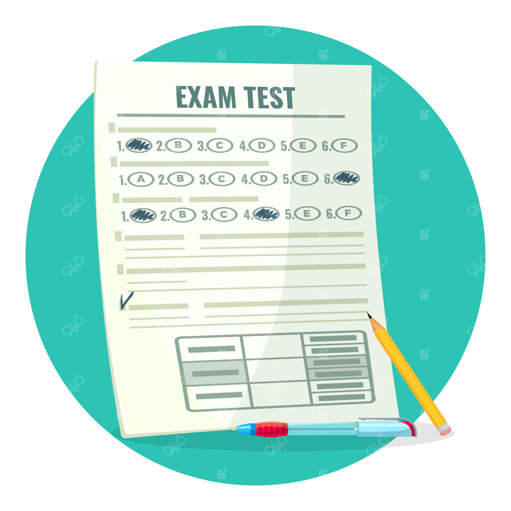 آزمون کتبی و پاسخ‌نامه با مداد، سنجش دانش و ارزیابی صلاحیت، طرح کارتونی
