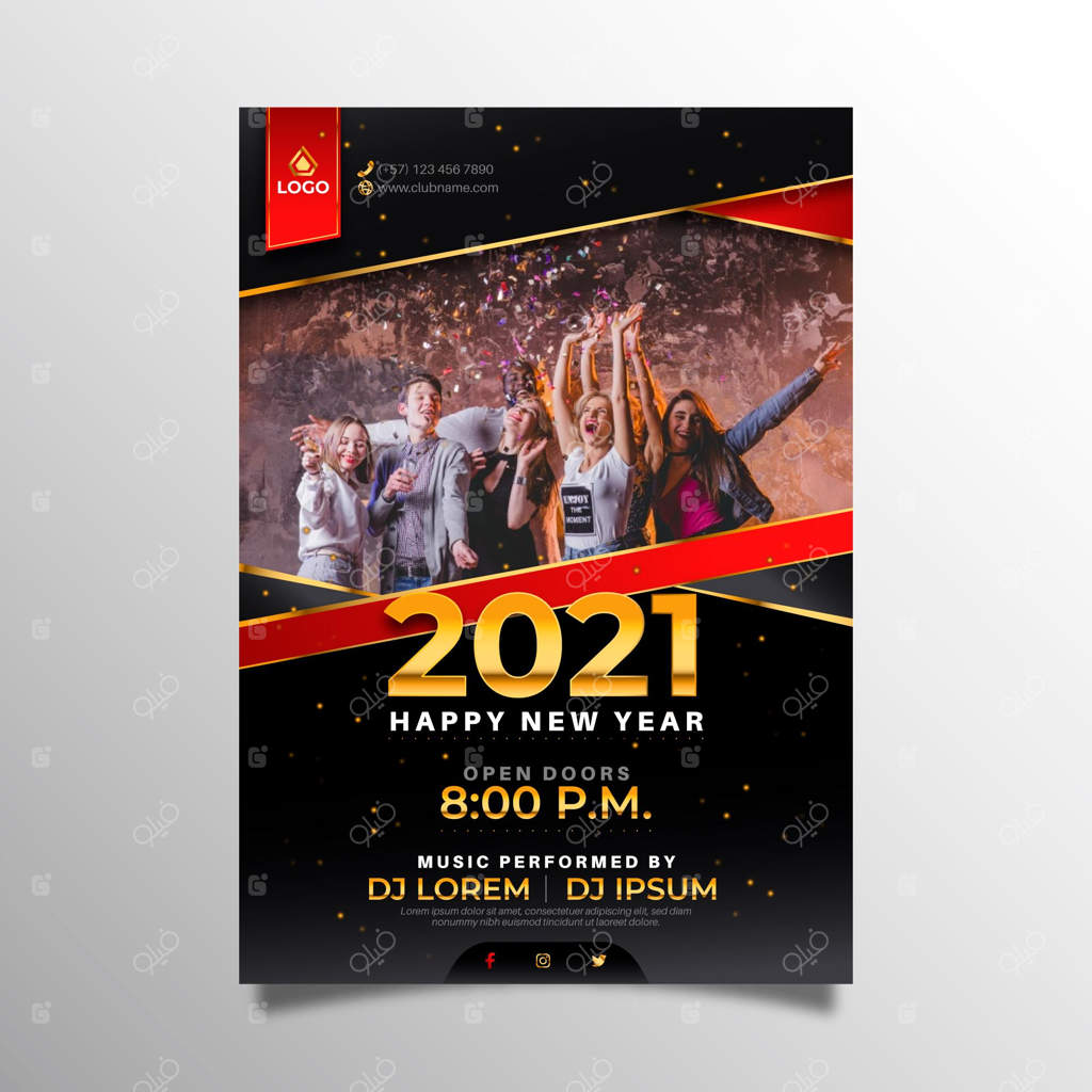 قالب پوستر جشن سال نو ۲۰۲۱