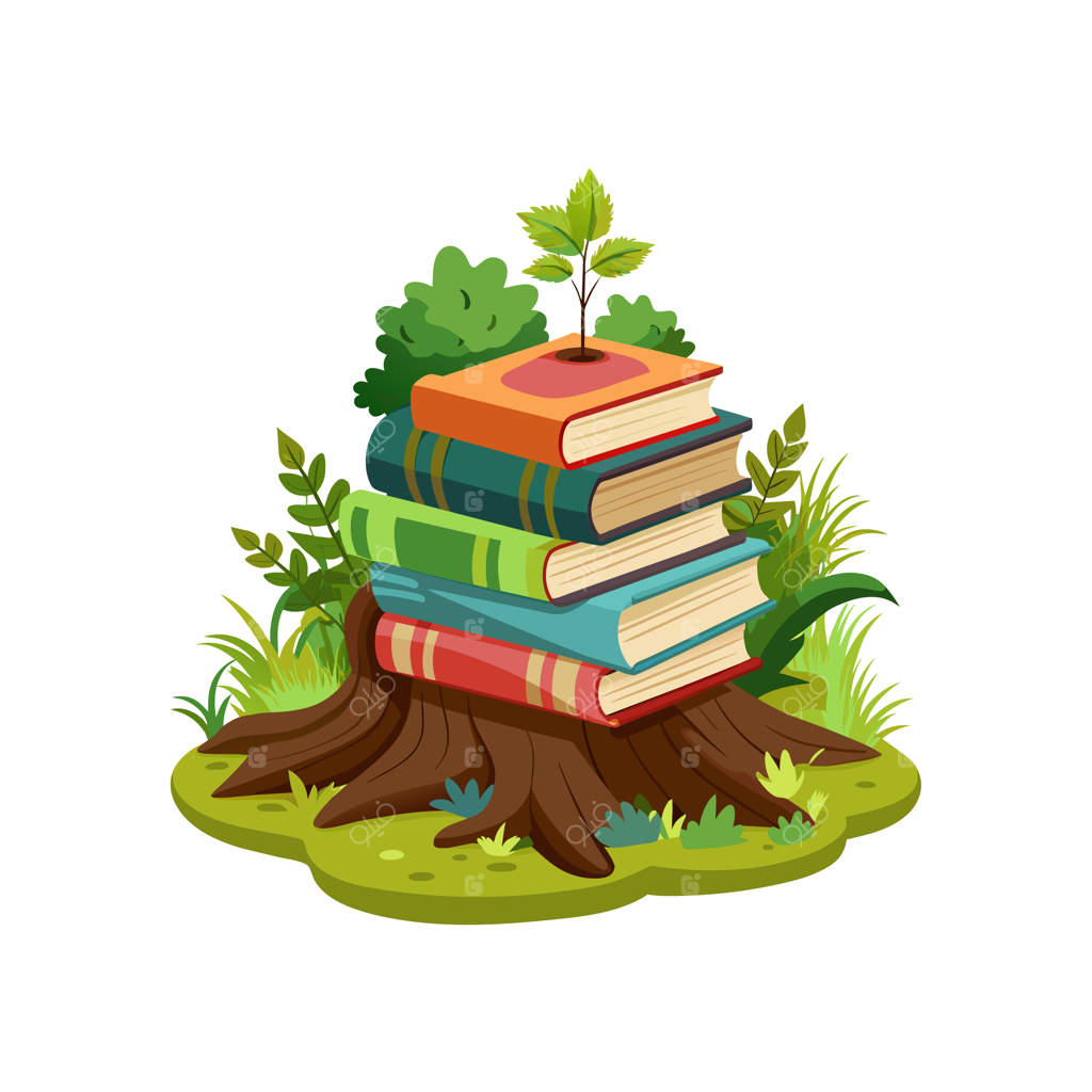 کتابی با درختی در بالای آن