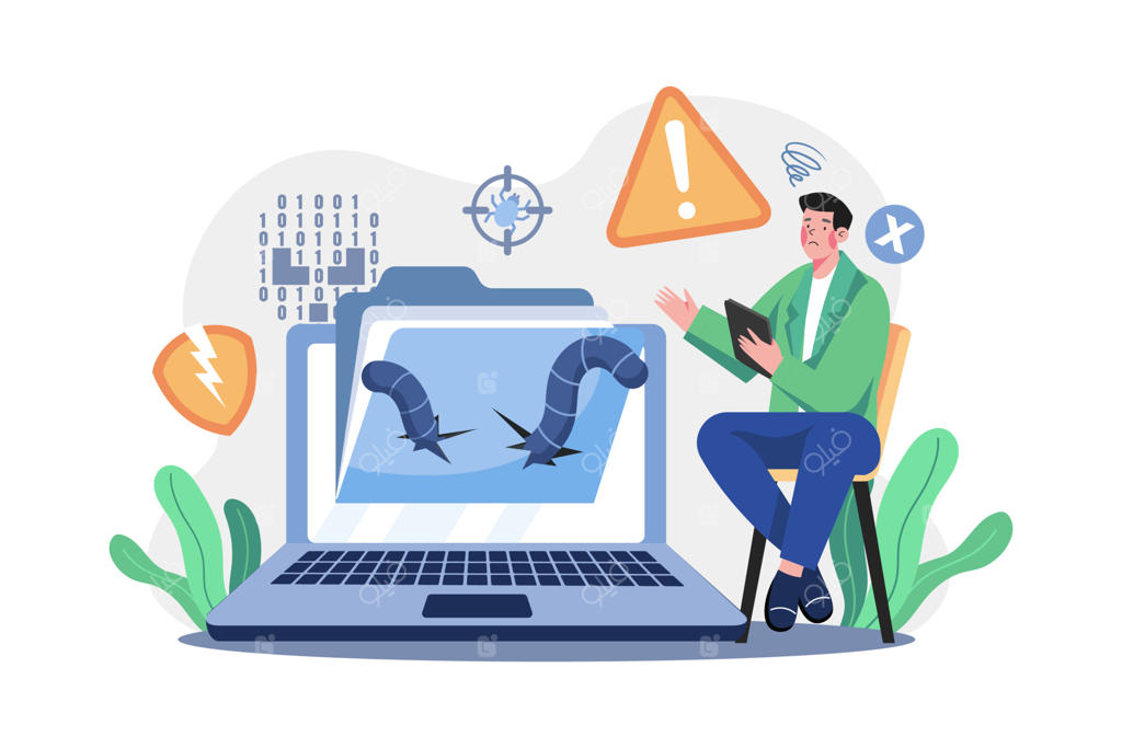 تصویرسازی مفهومی سند آسیب‌دیده با پس‌زمینه سفید