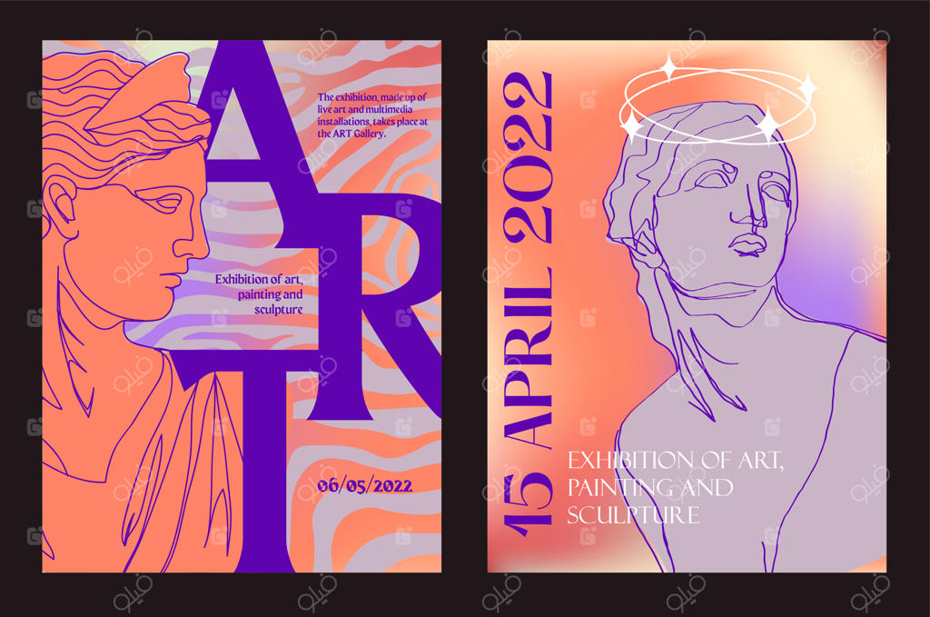 پوسترهای هنری برای نمایشگاه جشنواره نقاشی، مجسمه‌سازی و موسیقی