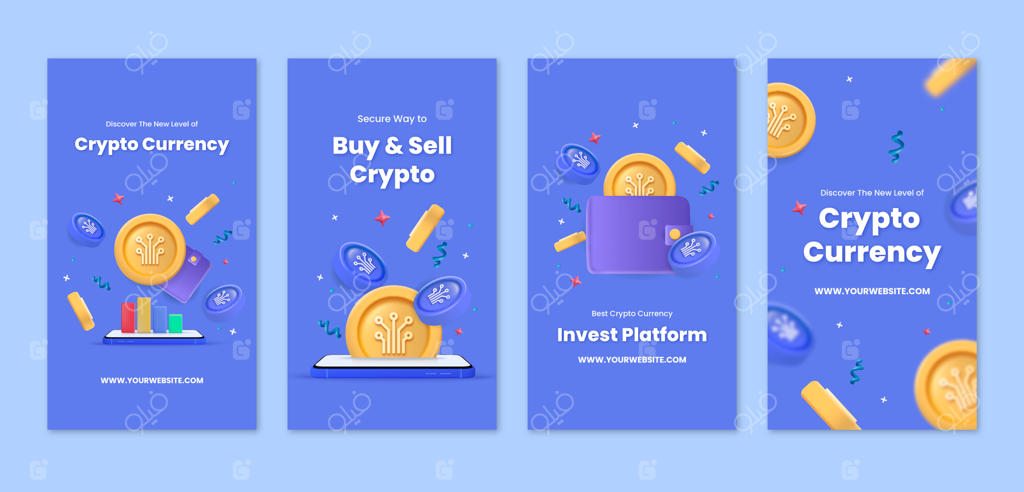 قالب استوری اینستاگرام با موضوع رمزارز به صورت واقع‌گرایانه