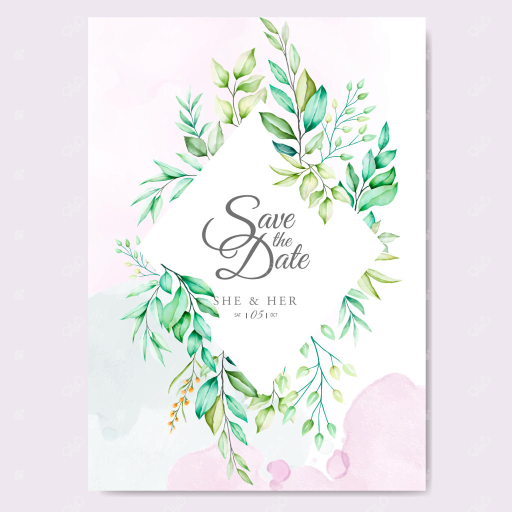 طرح‌های دعوت به عروسی با گل‌ها و برگ‌های آبرنگی