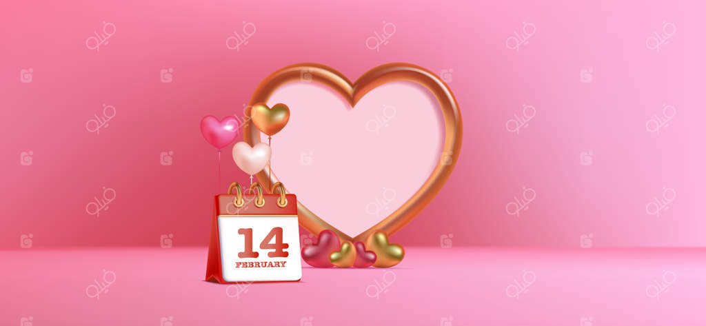 روز ولنتاین مبارک: سکویی با بادکنک قلبی، جعبه هدیه و تقویم