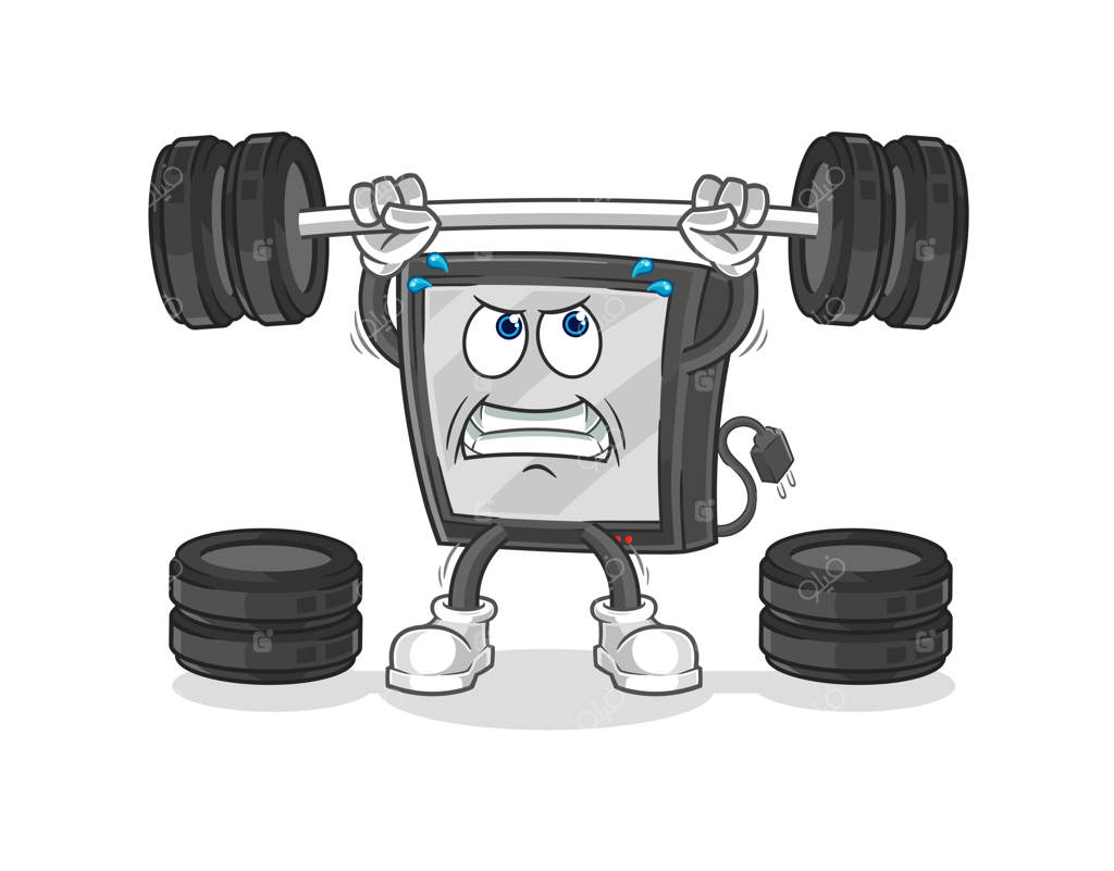 شخصیت کارتونی تلویزیون و دمبل: وکتور ماسکات جذاب